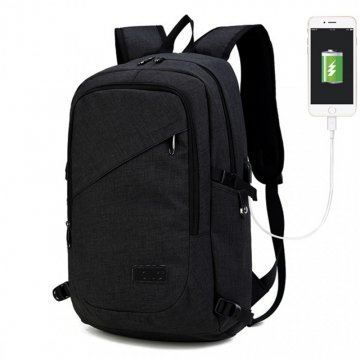 KONO černý moderní elegantní batoh s USB portem UNISEX KONO černý moderní elegantní batoh s USB portem UNISEX