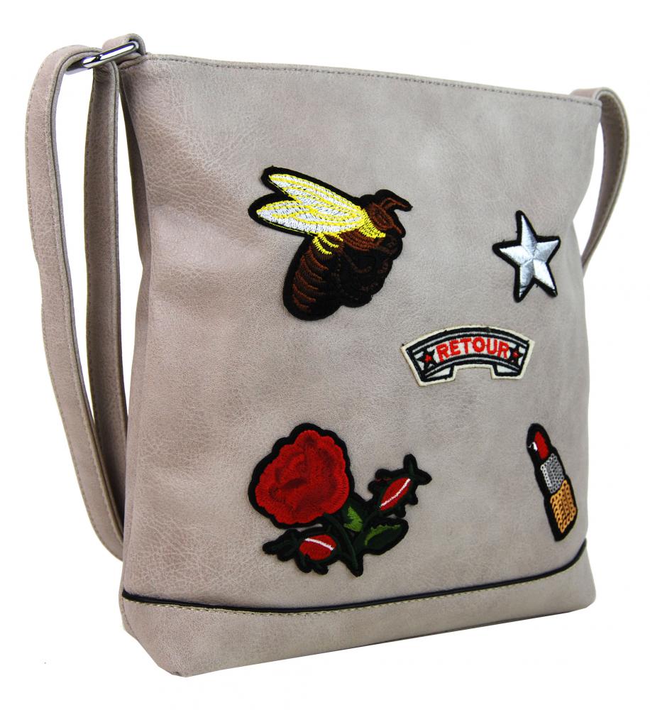 Crossbody dámská kabelka s výšivkami YH1636 světle šedá Crossbody dámská kabelka s výšivkami YH1636 světle šedá