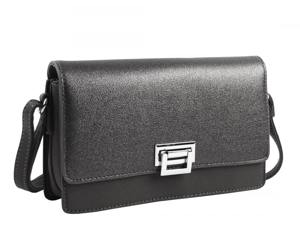 Šedá podélná crossbody dámská kabelka se třemi oddíly 4997-BB Šedá podélná crossbody dámská kabelka se třemi oddíly 4997-BB