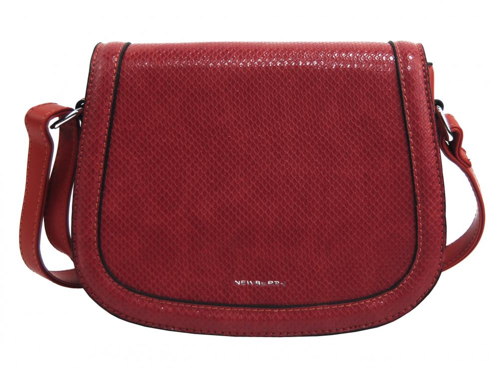 Tmavší červená oblá crossbody dámská kabelka v hadím designu NEW BERRY Tmavší červená oblá crossbody dámská kabelka v hadím designu NEW BERRY
