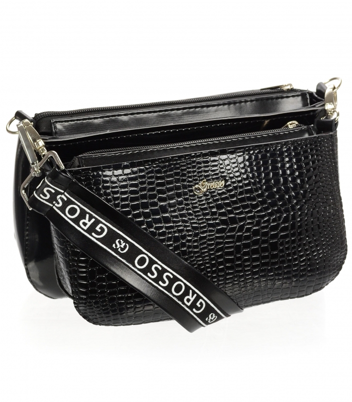 Černá dvoukomorová dámská crossbody kabelka M304 GROSSO Černá dvoukomorová dámská crossbody kabelka M304 GROSSO