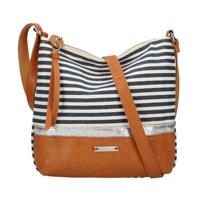 DAVID JONES Letní crossbody dámská kabelka s modrými pruhy 6284-1A DAVID JONES Letní crossbody dámská kabelka s modrými pruhy 6284-1A