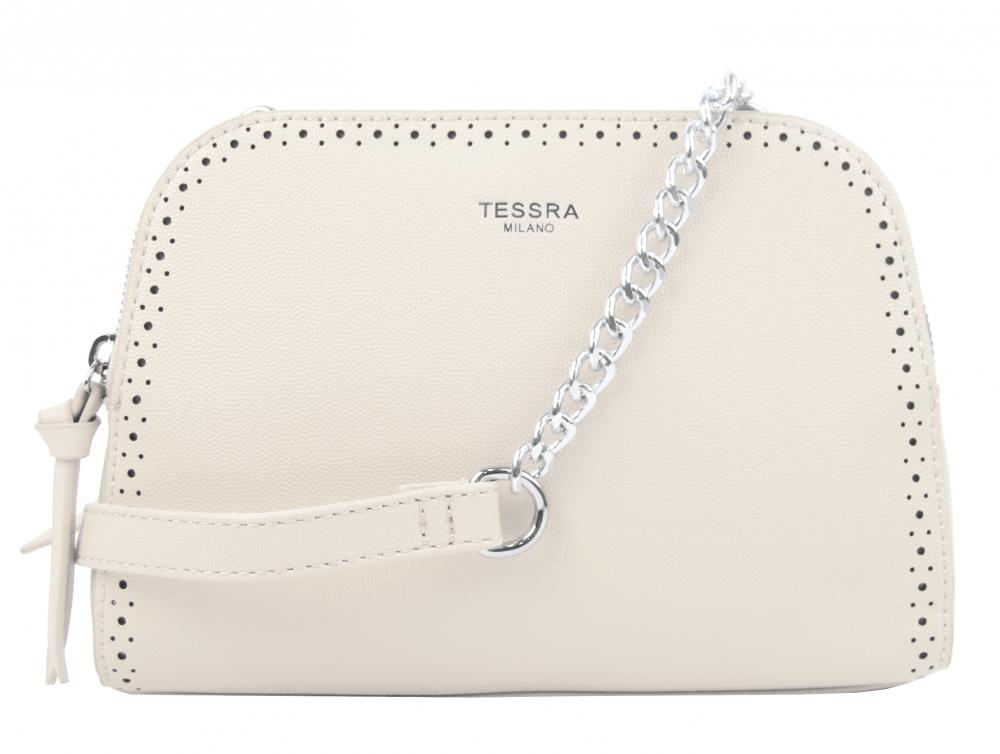 Krémová crossbody dámská kabelka se dvěma oddíly TESSRA Krémová crossbody dámská kabelka se dvěma oddíly TESSRA