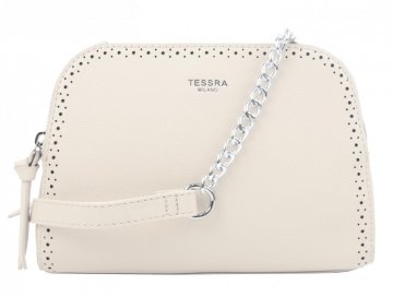 Krémová crossbody dámská kabelka se dvěma oddíly TESSRA Krémová crossbody dámská kabelka se dvěma oddíly TESSRA