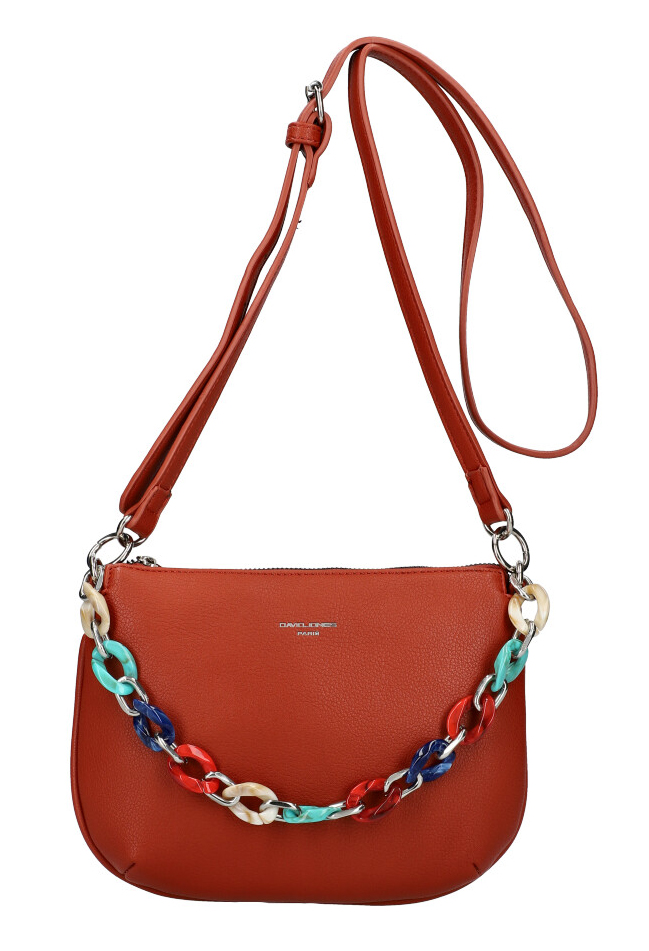 DAVID JONES Cihlově červená matná dámská crossbody kabelka CM5841 DAVID JONES Cihlově červená matná dámská crossbody kabelka CM5841