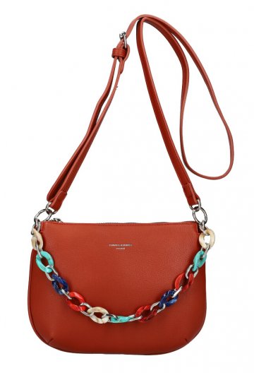 DAVID JONES Cihlově červená matná dámská crossbody kabelka CM5841 DAVID JONES Cihlově červená matná dámská crossbody kabelka CM5841