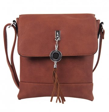Menší crossbody kabelka s přívěskem 1993-BB růžová Menší crossbody kabelka s přívěskem 1993-BB růžová