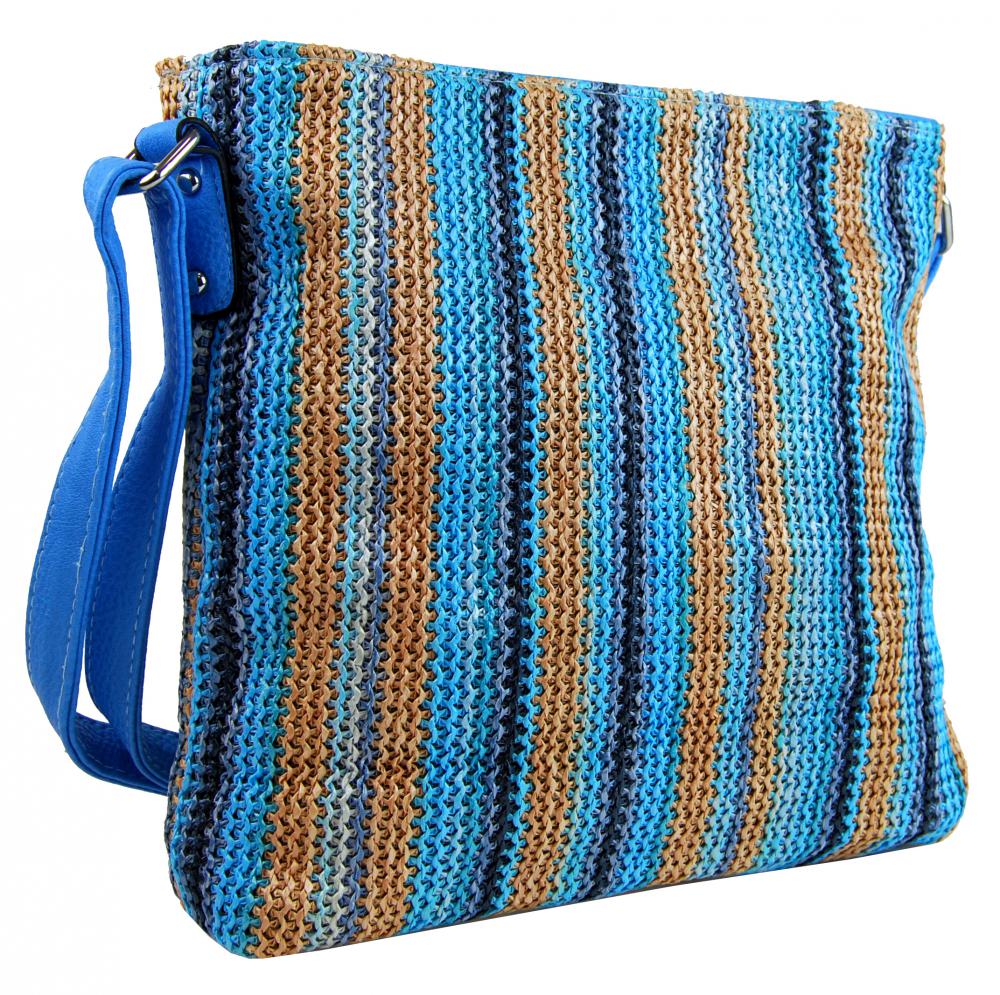 Modrá pruhovaná textilní crossbody kabelka T2050 Modrá pruhovaná textilní crossbody kabelka T2050