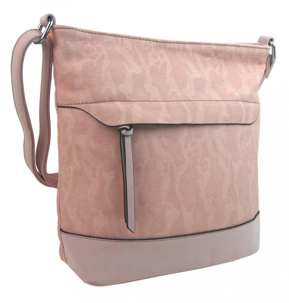 Crossbody kabelka s čelní zipovou přihrádkou HB062 světlá růžová Crossbody kabelka s čelní zipovou přihrádkou HB062 světlá růžová