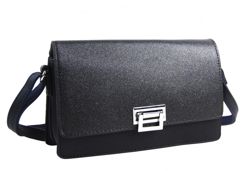 Tmavě modrá podélná crossbody dámská kabelka se třemi oddíly 4997-BB Tmavě modrá podélná crossbody dámská kabelka se třemi oddíly 4997-BB