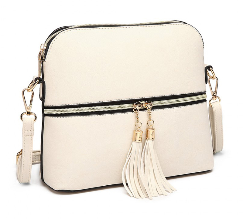 Malá béžová crossbody kabelka se zlatým zipem MISS LULU Malá béžová crossbody kabelka se zlatým zipem MISS LULU