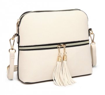 Malá béžová crossbody kabelka se zlatým zipem MISS LULU Malá béžová crossbody kabelka se zlatým zipem MISS LULU