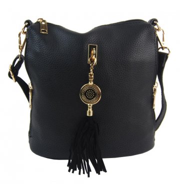 Malá crossbody dámská kabelka s bočními kapsami 4905-BB černá Malá crossbody dámská kabelka s bočními kapsami 4905-BB černá