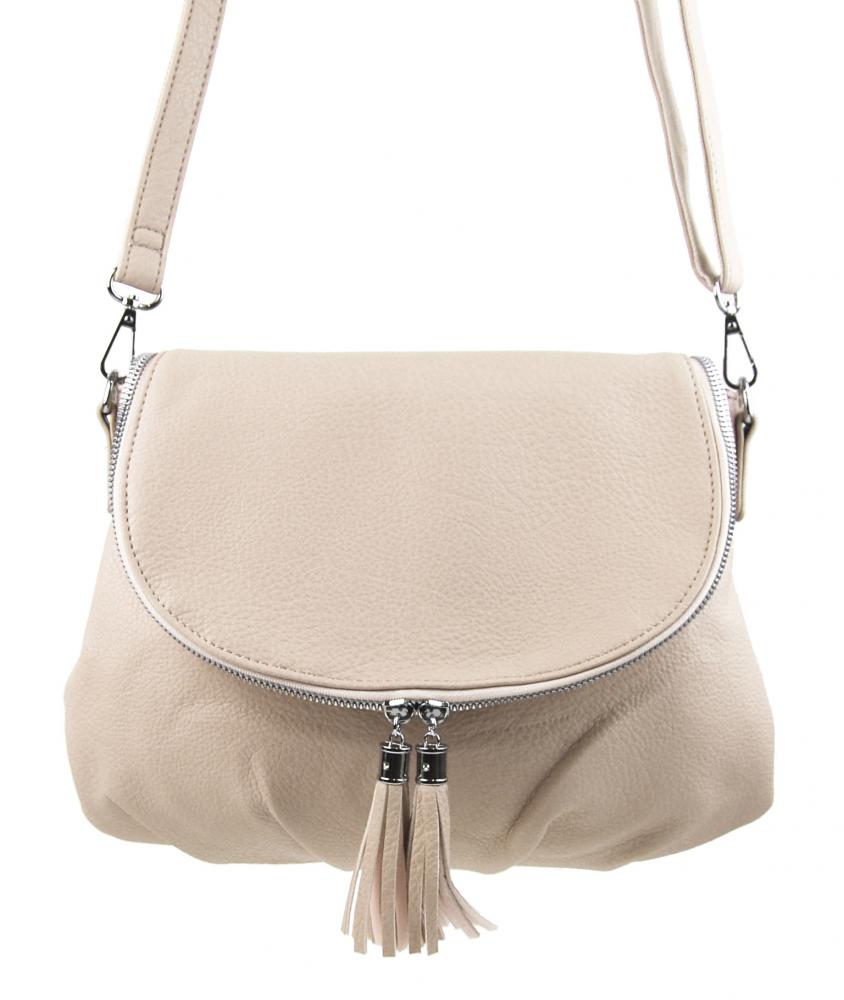 Světlá kapučínová crossbody dámská kabelka s magnetem 5458-BB Světlá kapučínová crossbody dámská kabelka s magnetem 5458-BB