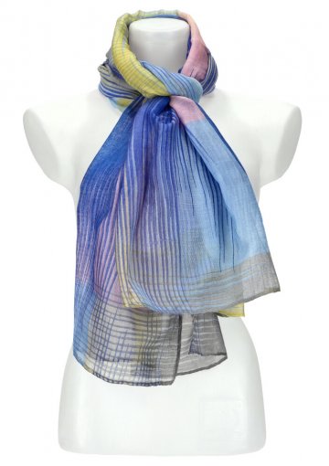 Letní dámský barevný šátek 184x70 cm modrá