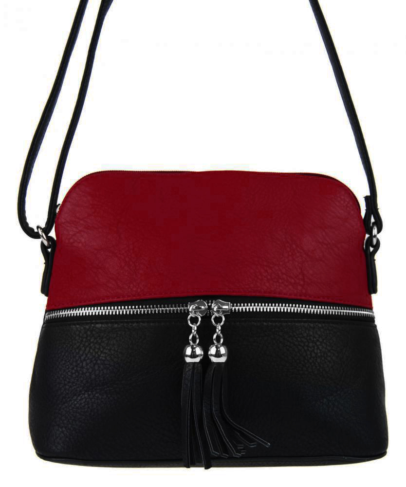 Malá crossbody kabelka se stříbrným zipem NH6021 červená Malá crossbody kabelka se stříbrným zipem NH6021 červená