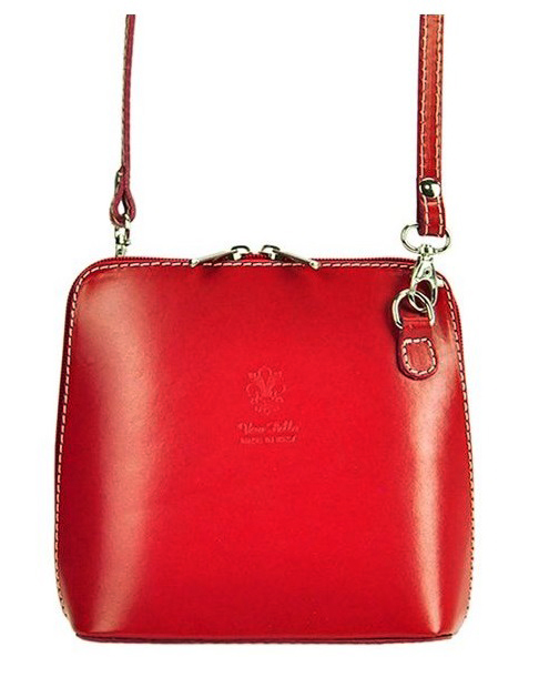 Kožená malá dámská crossbody kabelka červená Kožená malá dámská crossbody kabelka červená