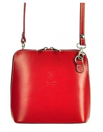 Kožená malá dámská crossbody kabelka červená Kožená malá dámská crossbody kabelka červená