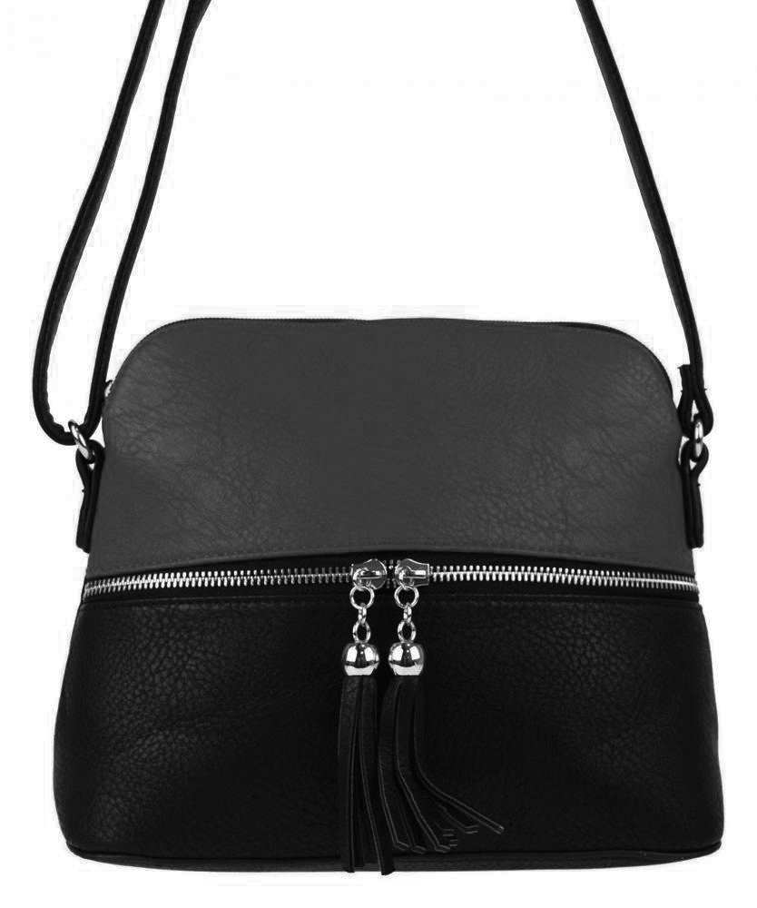 Malá crossbody kabelka se stříbrným zipem NH6021 tmavě šedá Malá crossbody kabelka se stříbrným zipem NH6021 tmavě šedá