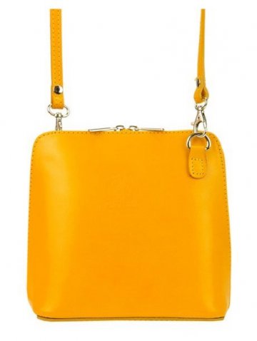 Kožená malá dámská crossbody kabelka banánová žlutá Kožená malá dámská crossbody kabelka banánová žlutá