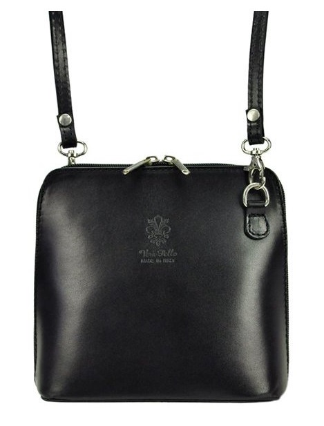 Kožená malá dámská crossbody kabelka černá Kožená malá dámská crossbody kabelka černá