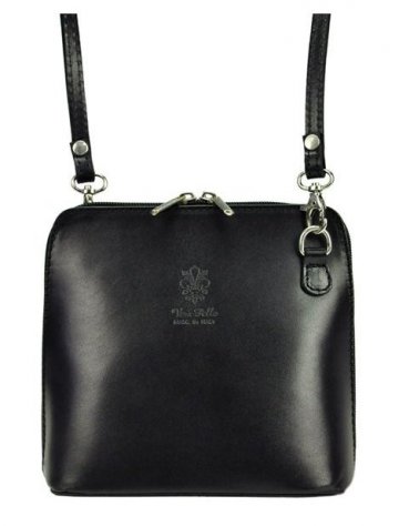 Kožená malá dámská crossbody kabelka černá Kožená malá dámská crossbody kabelka černá
