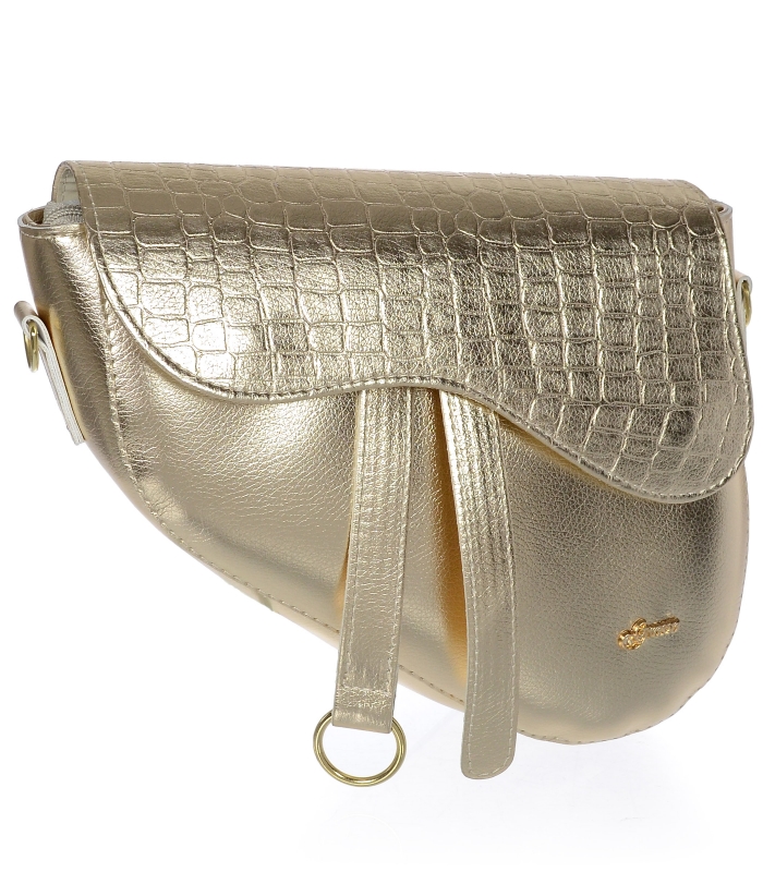 Luxusní zlatá crossbody kabelka s kroko vzorem M301 GROSSO Luxusní zlatá crossbody kabelka s kroko vzorem M301 GROSSO