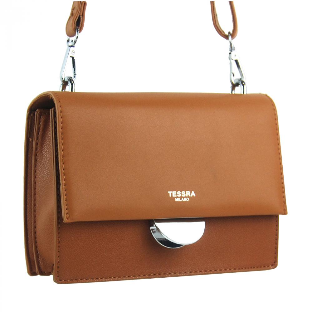 Hnědá menší crossbody dámská kabelka s klopou 4995-TS Hnědá menší crossbody dámská kabelka s klopou 4995-TS