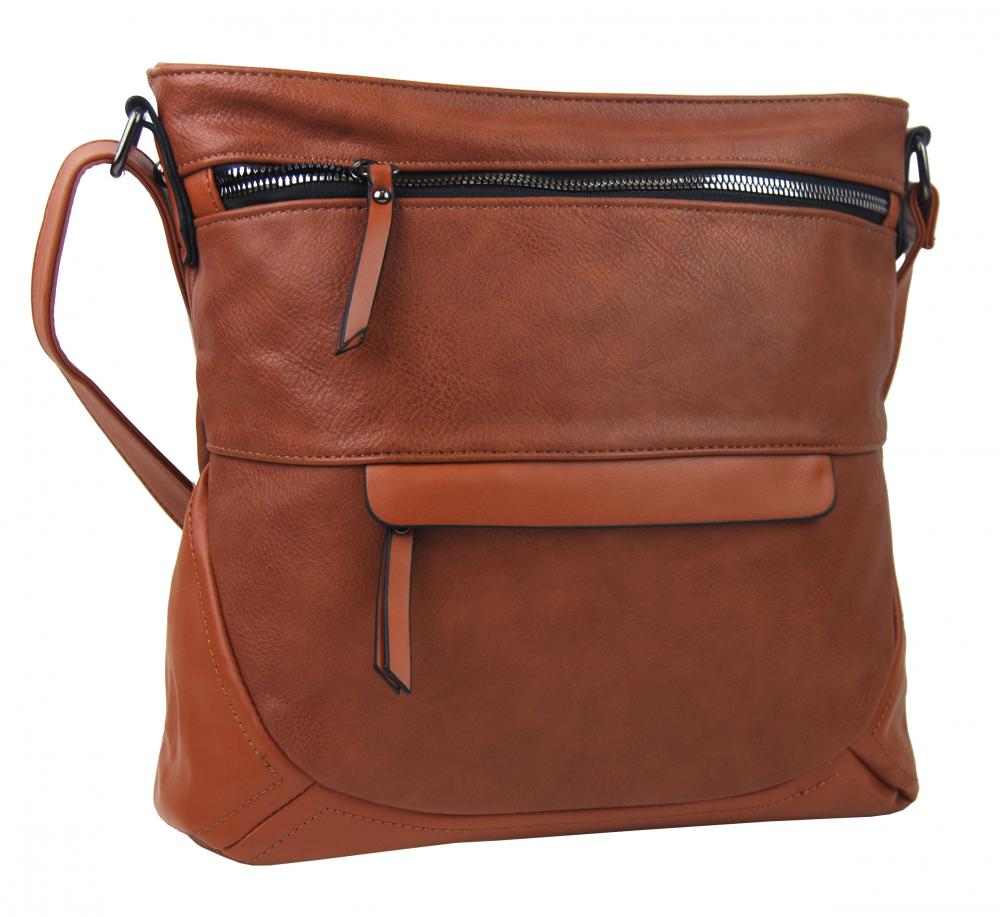 Hnědá crossbody dámská kabelka střední velikosti T5069 Hnědá crossbody dámská kabelka střední velikosti T5069