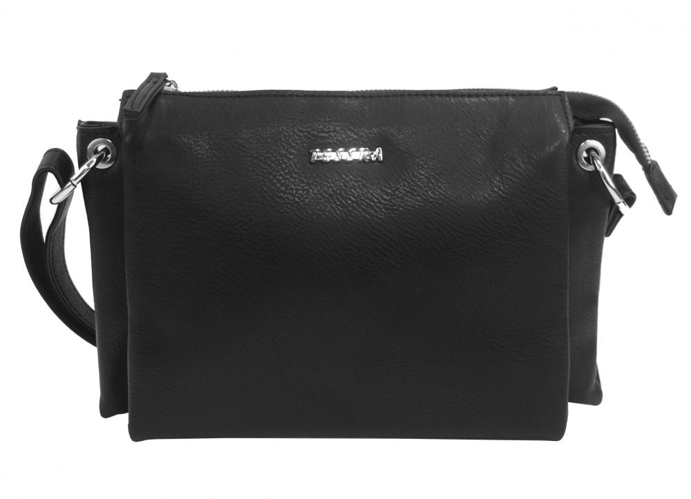 Černá menší crossbody dámská kabelka se třemi oddíly 5204-TS Černá menší crossbody dámská kabelka se třemi oddíly 5204-TS