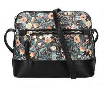 Černá dámská crossbody kabelka s potiskem květin AM0120 Černá dámská crossbody kabelka s potiskem květin AM0120