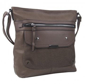 Crossbody šedo-hnědá dámská kabelka střední velikosti XH5010 Crossbody šedo-hnědá dámská kabelka střední velikosti XH5010