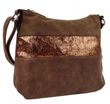 Elegantní tmavší hnědá menší crossbody kabelka se zlatými doplňky 2765-BB Elegantní tmavší hnědá menší crossbody kabelka se zlatými doplňky 2765-BB