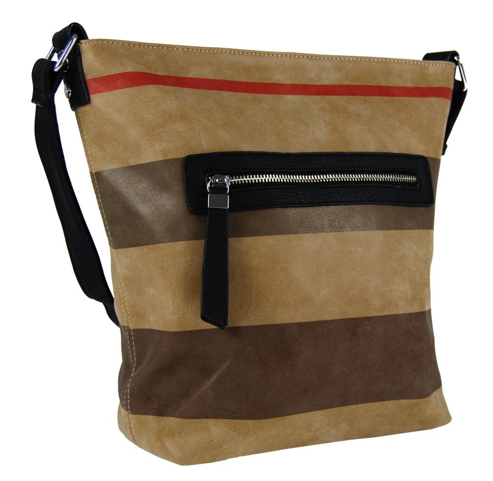 Větší dámská broušená crossbody kabelka TH2035 hnědo-černá Větší dámská broušená crossbody kabelka TH2035 hnědo-černá