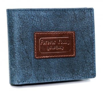 Kožená modrá pánská peněženka v krabičce RFID Forever Young Kožená modrá pánská peněženka v krabičce RFID Forever Young