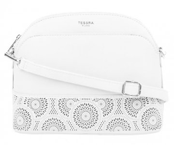 Bílá crossbody dámská kabelka s čelní kapsou TESSRA Bílá crossbody dámská kabelka s čelní kapsou TESSRA