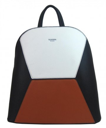Černo-hnědo-bílý dámský elegantní batůžek 4187-TS Černo-hnědo-bílý dámský elegantní batůžek 4187-TS