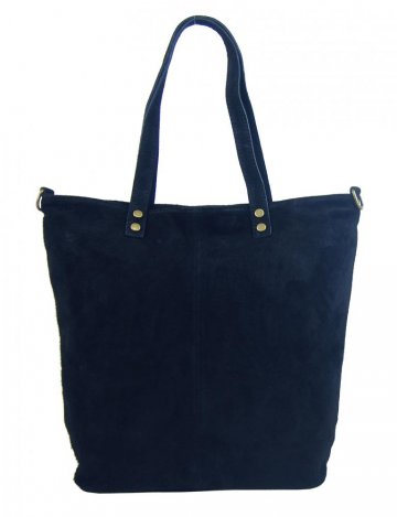 Kožená velká tmavě modrá broušená praktická dámská kabelka