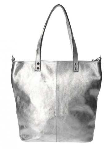 Kožená velká dámská shopper kabelka Juliette stříbrná Kožená velká dámská shopper kabelka Juliette stříbrná