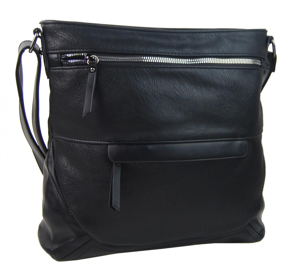 Černá crossbody dámská kabelka střední velikosti T5069 Černá crossbody dámská kabelka střední velikosti T5069
