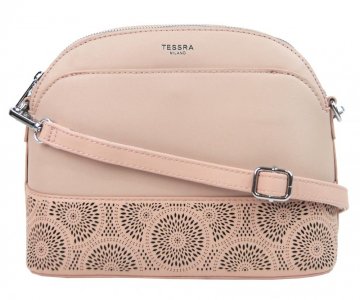 Růžová crossbody dámská kabelka s čelní kapsou TESSRA Růžová crossbody dámská kabelka s čelní kapsou TESSRA