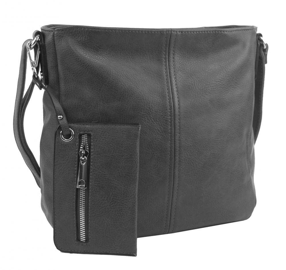 Šedá dámská středně velká crossbody kabelka 1911-BB Šedá dámská středně velká crossbody kabelka 1911-BB