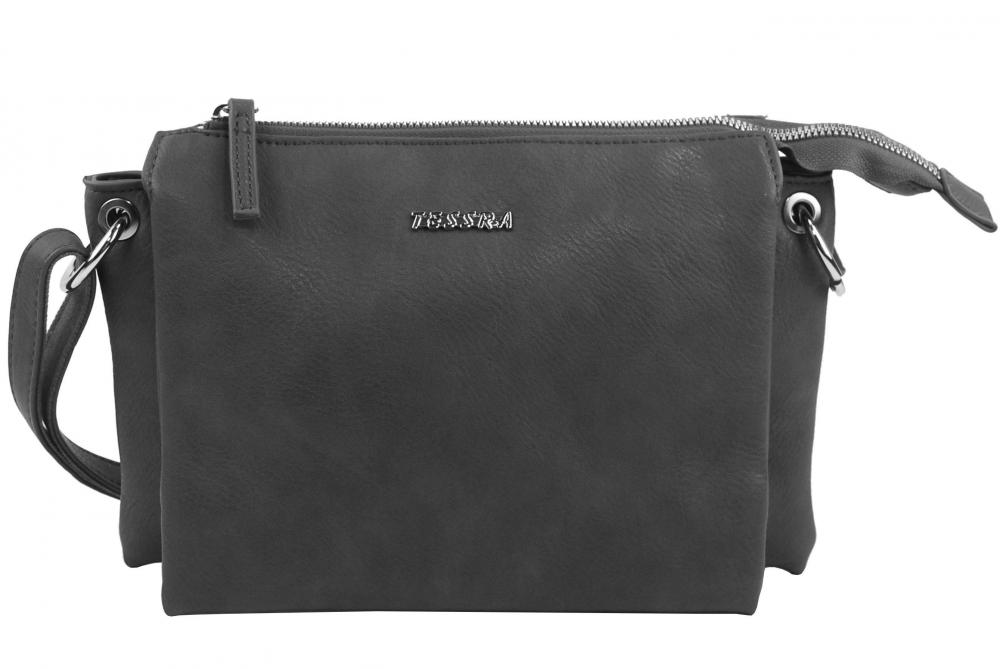 Tmavě šedá menší crossbody dámská kabelka se třemi oddíly 5204-TS Tmavě šedá menší crossbody dámská kabelka se třemi oddíly 5204-TS