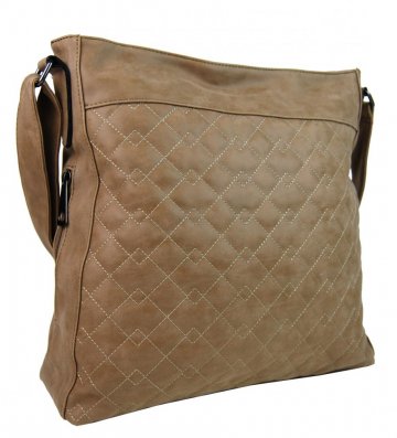 Velká přírodně hnědá crossbody kabelka z broušené kůže 613-3 Velká přírodně hnědá crossbody kabelka z broušené kůže 613-3