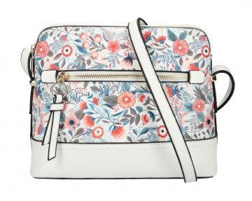 Bílá dámská crossbody kabelka s potiskem květin AM0120 Bílá dámská crossbody kabelka s potiskem květin AM0120