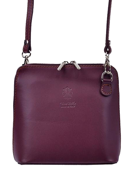 Kožená malá dámská crossbody kabelka matná fialová Kožená malá dámská crossbody kabelka matná fialová