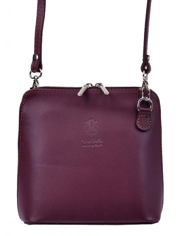 Kožená malá dámská crossbody kabelka matná fialová Kožená malá dámská crossbody kabelka matná fialová