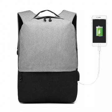 KONO šedo-černý elegantní batoh nepromokavý s USB portem UNISEX KONO šedo-černý elegantní batoh nepromokavý s USB portem UNISEX