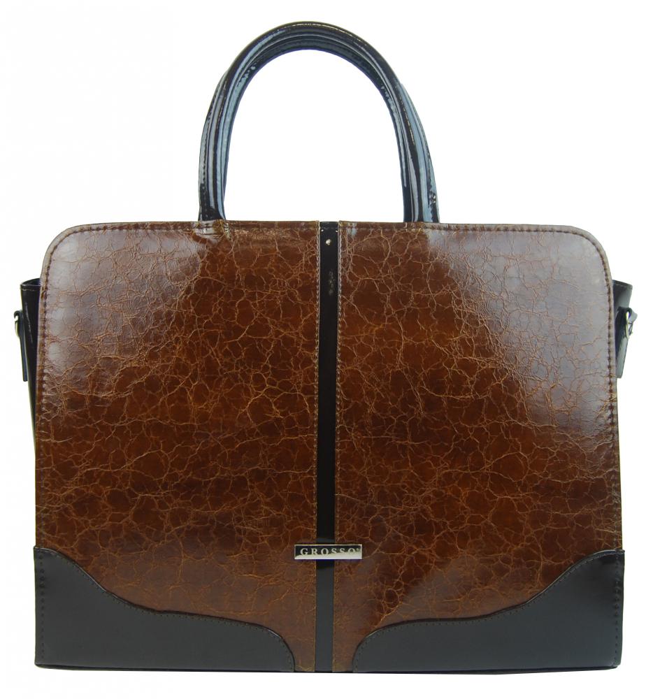 Elegantní dámská aktovka / taška na notebook 15.6" hnědá s prskaným vzorem ST03 GROSSO Elegantní dámská aktovka / taška na notebook 15.6" hnědá s prskaným vzorem ST03 GROSSO