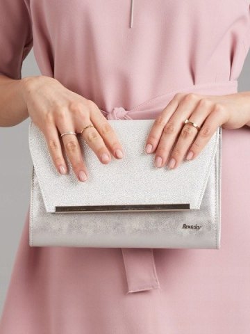 Stříbrné brokátové luxusní dámské psaníčko W52 ROVICKY Stříbrné brokátové luxusní dámské psaníčko W52 ROVICKY